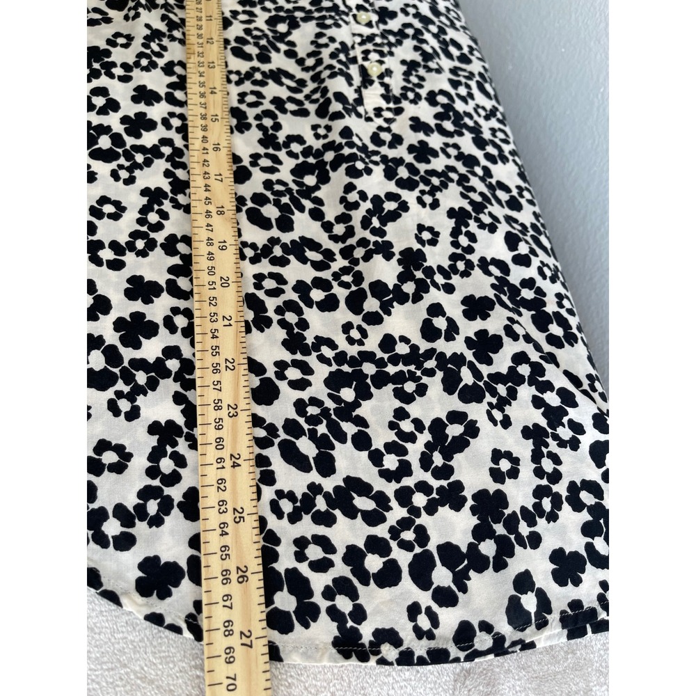 LOFT Womens Black White Floral Leopard Print Rayon Button Up Blouse Size M - Picture 9 of 14